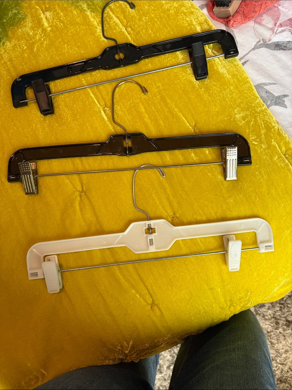 Multipack vintage adjustable clip, hangers, one with rigged metal clips